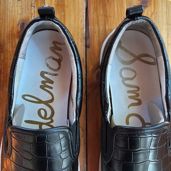 Sam Edelman Edna Shoes Black Crocodile Print Slip On Shoes Size 38 EUR Size 8 US - Picture 2 of 8